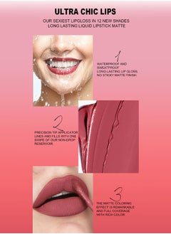 OCHEAL Matte Lipgloss,Nude 6 Pcs Matte Liquid Lipstick Set Moisturizing Long Lasting Waterproof Velvet High Pigmented Lip Makeup Set For Women  - Image 4