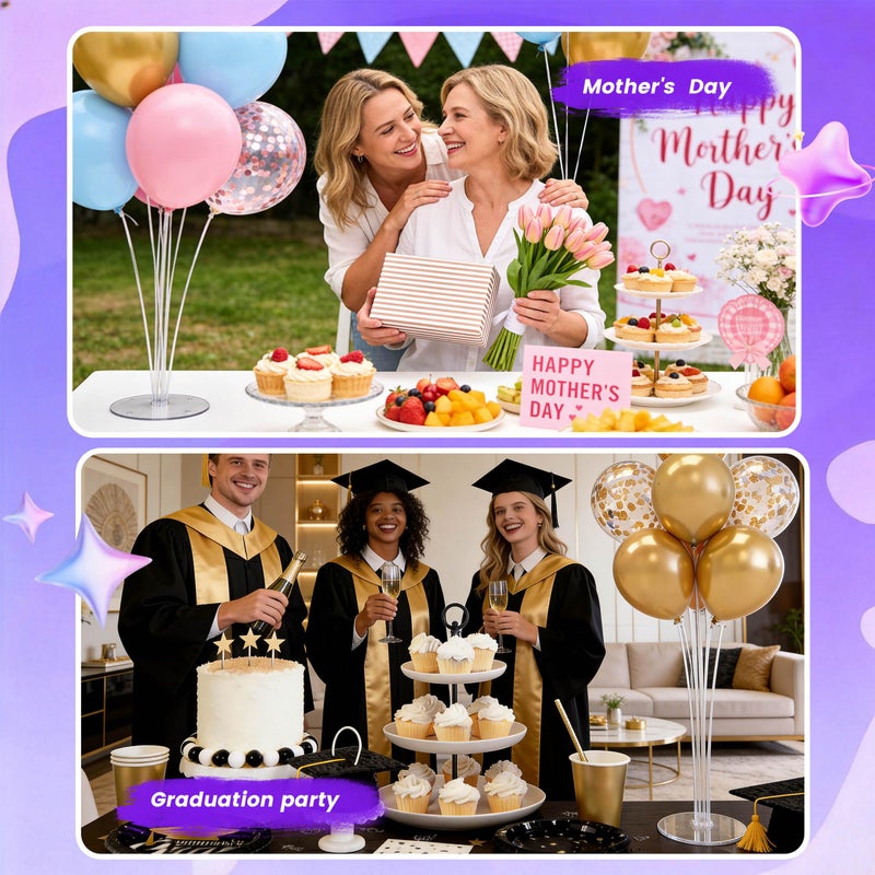 JOYYPOP 4 Sets Balloon Stand Kit For Table, Balloon Sticks with Base Birthday Graduation Party Decorations Wedding - Image 2