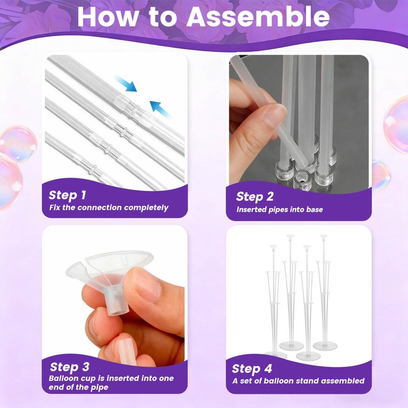JOYYPOP 4 Sets Balloon Stand Kit For Table, Balloon Sticks with Base Birthday Graduation Party Decorations Wedding - Image 5