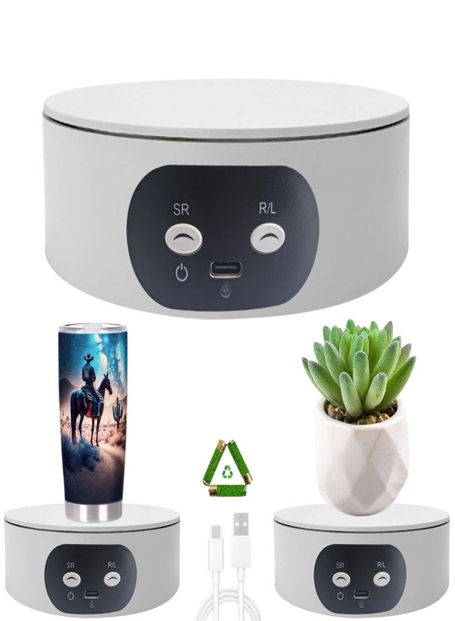 JAYEGT Motorized Rotating Display Stand ,5.2 inch/ 11Lbs Load , Spinning Display Stand for Epoxy Glitter Tumbler, Jewelry,Watch,Tumbler ,360 Degree Turntable for Photography Product, Online show-White - Image 1