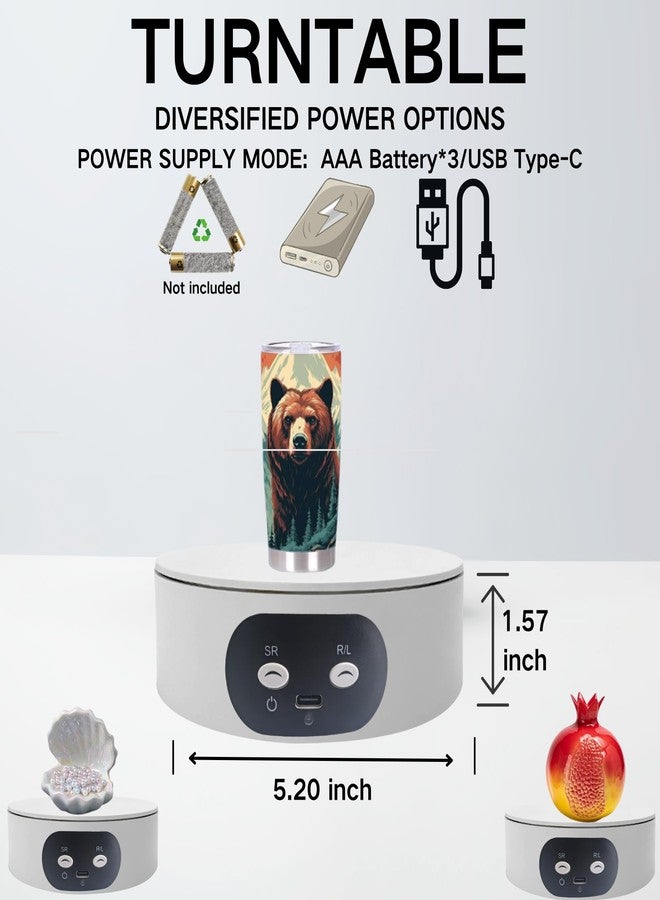 JAYEGT Motorized Rotating Display Stand ,5.2 inch/ 11Lbs Load , Spinning Display Stand for Epoxy Glitter Tumbler, Jewelry,Watch,Tumbler ,360 Degree Turntable for Photography Product, Online show-White - Image 4