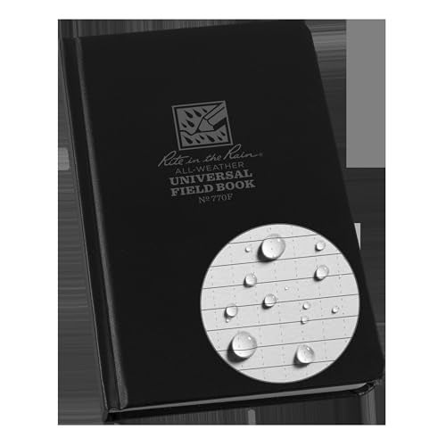 Rite in the Rain Weatherproof Hard Cover Notebook, 4.75" x 7.5", Black Cover, Universal Pattern (No. 770F) - Image 1