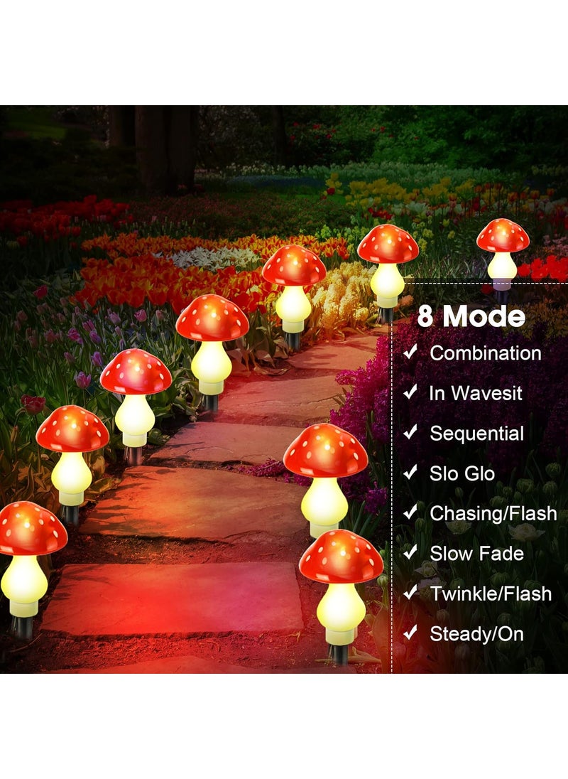 Reginary Reginary 12 Pcs Outdoor Lamp Solar Mushroom LED Light Up Garden Mushroom Lights 8 Modes Waterproof Lamp Outside Decor for Holiday Yard Patio Pathway Lawn OrnamentRedClassic  - Image 3