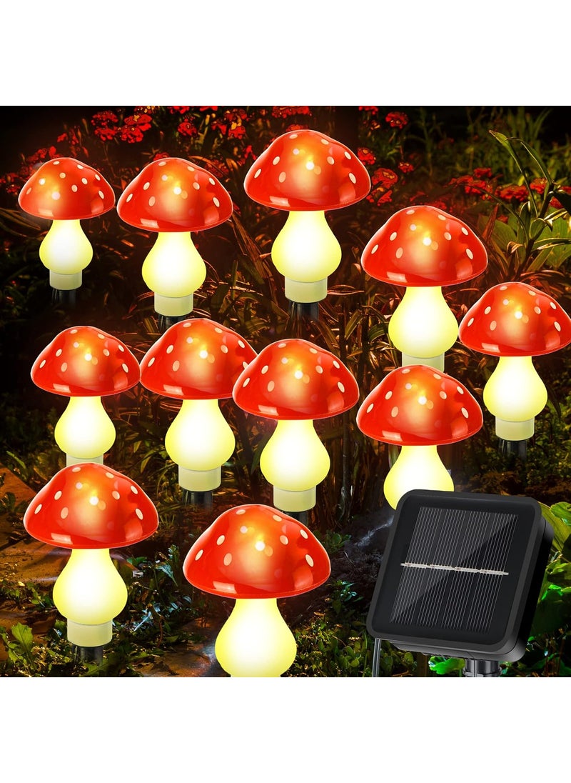 Reginary Reginary 12 Pcs Outdoor Lamp Solar Mushroom LED Light Up Garden Mushroom Lights 8 Modes Waterproof Lamp Outside Decor for Holiday Yard Patio Pathway Lawn OrnamentRedClassic  - Image 1