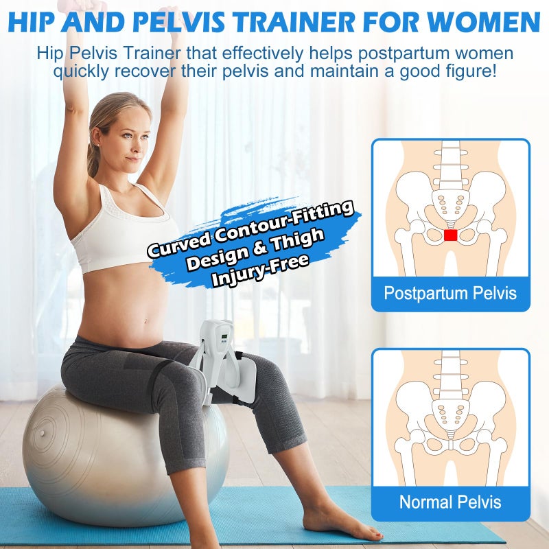 Thighaction 3rd Gen Thigh-Train 0-100 lbs Adjustable Resistance Inner Thigh-Train Exercising Counter with Leg Straps Band Pelvic Floor Kegel Hip Exercise Workout Equipment Pilates Women Men (White) - Image 5