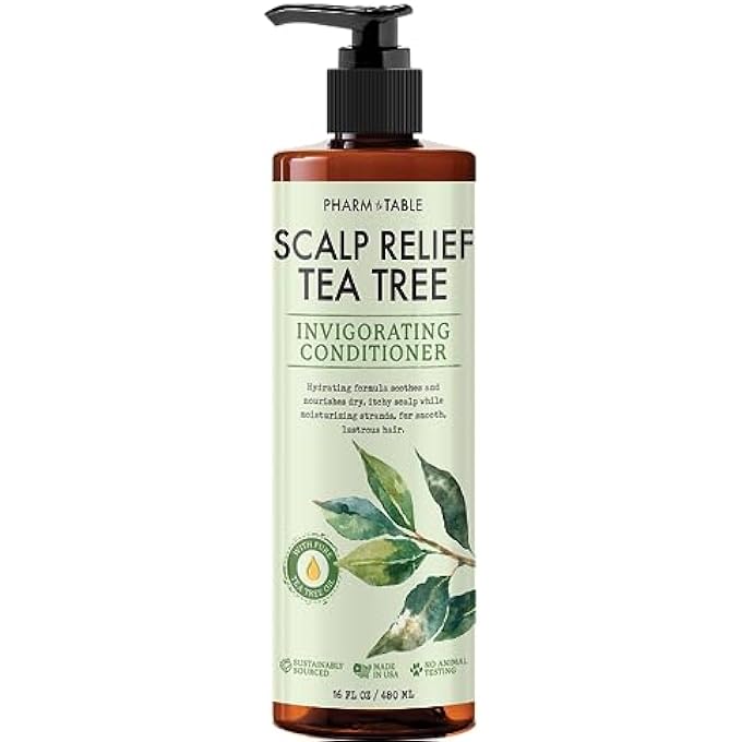 Pharm to Table TEA TREE CONDITIONER FOR MEN AND WOMEN, HAIR DETANGLER AND SOOTHING SCALP RELIEF - INFUSED WITH TEA TREE OIL, SUNFLOWER OIL, ALOE AND ARGAN OIL, 16.2OZ - Image 1