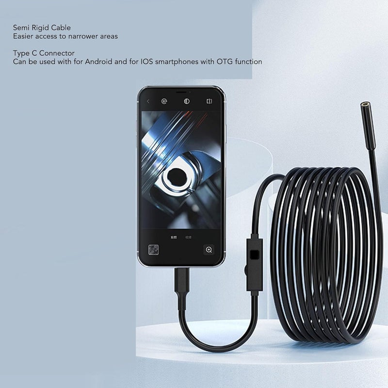 USB C Endoscope Camera with 1920P Dual Lens and IP67 Rating, Inspection Camera, 1 Meter Semi Cable with 6 and 1 LED Lights, Compatible with Android and iOS OTG Smartphones (1M) - Image 4