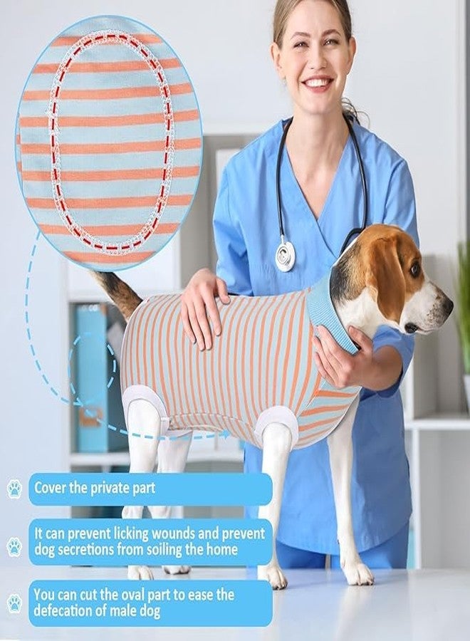 PETANGEL Dog Surgical Blue Striped Recovery Suit, Recovery Shirt for Male Female Dog Abdominal Wounds Bandages Cone E-Collar Alternative, Anti-Licking Pet Surgical Suit (Size: XXL, Chest: 58cm) - Image 5