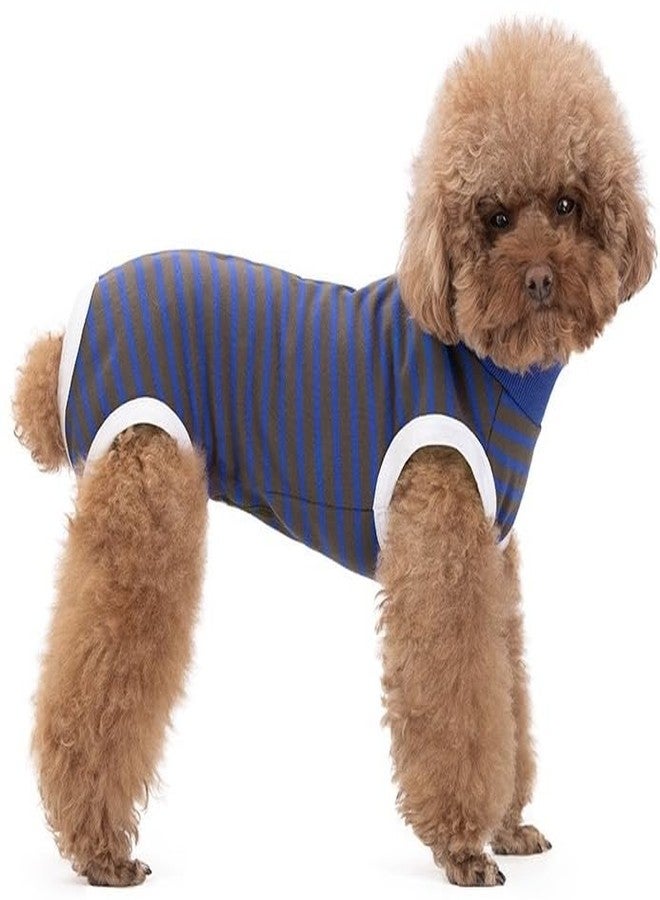 PETANGEL Dog Surgical Blue Striped Recovery Suit, Recovery Shirt for Male Female Dog Abdominal Wounds Bandages Cone E-Collar Alternative, Anti-Licking Pet Surgical Suit (Size: XXL, Chest: 58cm) - Image 1