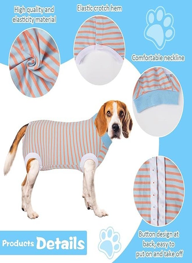 PETANGEL Dog Surgical Blue Striped Recovery Suit, Recovery Shirt for Male Female Dog Abdominal Wounds Bandages Cone E-Collar Alternative, Anti-Licking Pet Surgical Suit (Size: XXL, Chest: 58cm) - Image 2