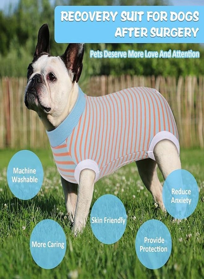 PETANGEL Dog Surgical Blue Striped Recovery Suit, Recovery Shirt for Male Female Dog Abdominal Wounds Bandages Cone E-Collar Alternative, Anti-Licking Pet Surgical Suit (Size: XXL, Chest: 58cm) - Image 3