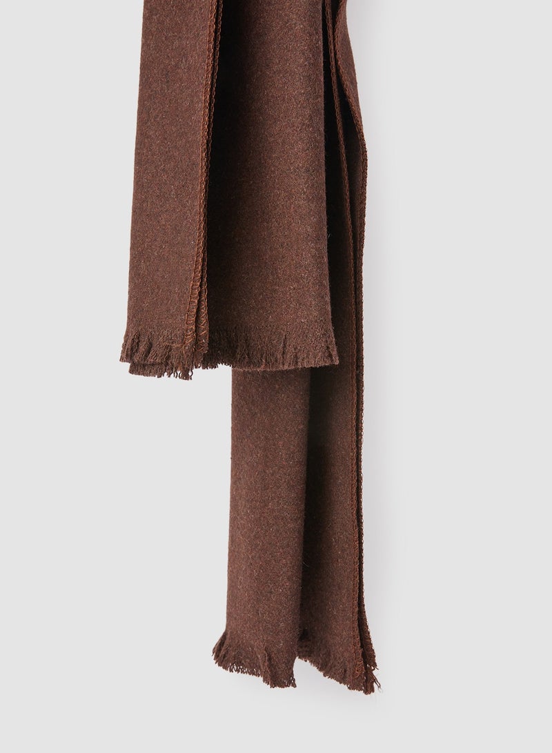 Solid Wool Winter Scarf/Shawl/Wrap/Keffiyeh/Headscarf/Blanket For Men & Women - Medium Size 37x170cm - Chocolate