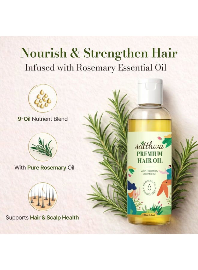 Satthwa Premium Hair Oil | Minimises Hair Fall | Supports For Hair Growth and Boost Density | For Dry, Sparse and Flaky Scalp | Paraben Free | Mineral Oil Free | Fights Dandruff | 100ml - Image 2