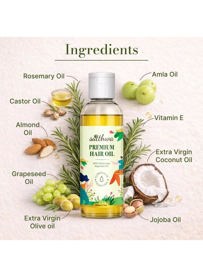 Satthwa Premium Hair Oil | Minimises Hair Fall | Supports For Hair Growth and Boost Density | For Dry, Sparse and Flaky Scalp | Paraben Free | Mineral Oil Free | Fights Dandruff | 100ml - Image 3