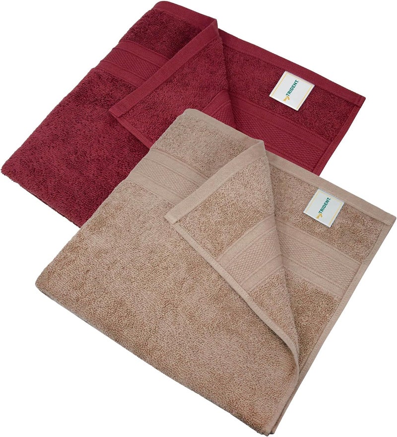 MYTRIDENT Soft Comfort Air Rich 100% Cotton Towels for Bath, 500 GSM Large Size Bathroom Towels for Men/Women, 2PC Bath (69 cm x 137 cm), Acorn and Wine Red - Image 3