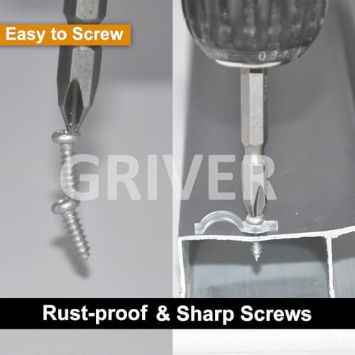 GRIVER 100 Pack Strip Light Mounting Brackets,Fixing Clips,One-Side Fixing,100 Screws Included (For 8mm Wide Waterproof Strip Lights) - Image 5