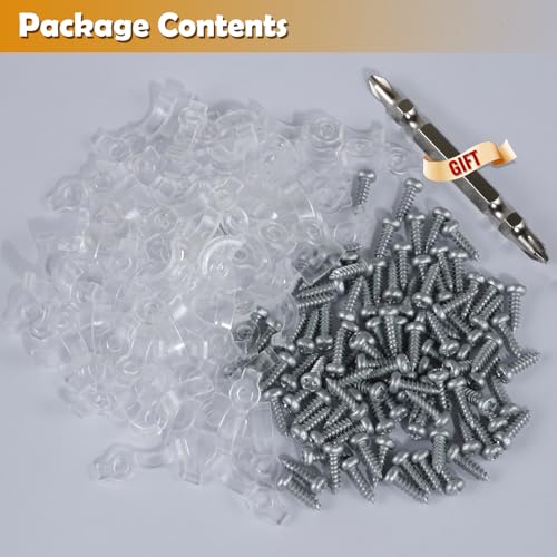 GRIVER 100 Pack Strip Light Mounting Brackets,Fixing Clips,One-Side Fixing,100 Screws Included (For 8mm Wide Waterproof Strip Lights) - Image 3