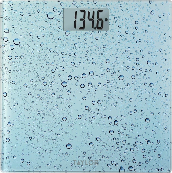 DIGITAL SCALES FOR BODY WEIGHT HIGHLY ACCURATE 400 LB CAPACITY AUTO ON AND OFF SCALE 118 X 118 INCHES WATER DROP BLUE