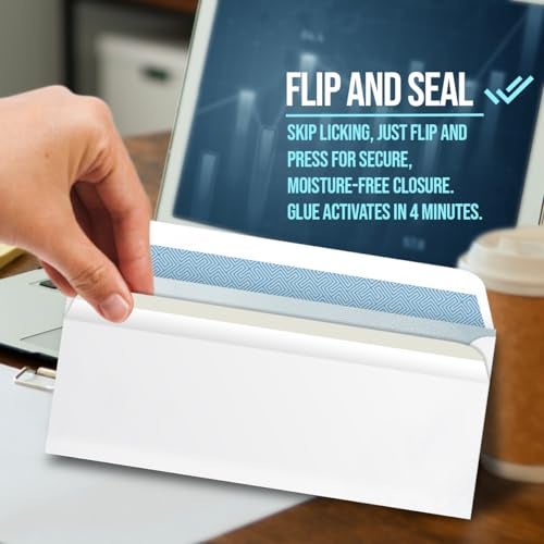 Compuchecks Double Window Envelopes #10- Flip and Seal Flap, Security Business Mailing Envelopes - Tamper Evident, Security Tint - 500 Count – For Invoices and Legal Documents - Image 3