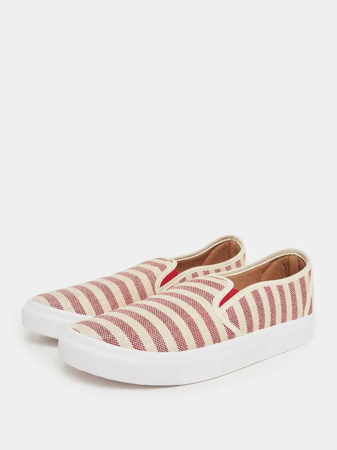 Styli Men Striped Canvas Slip-On Shoes