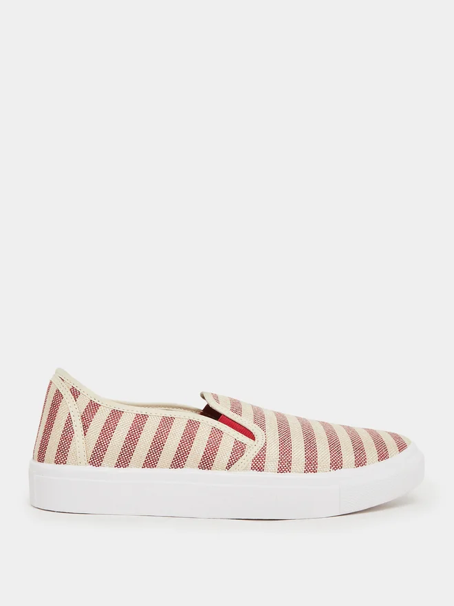 Styli Men Striped Canvas Slip-On Shoes