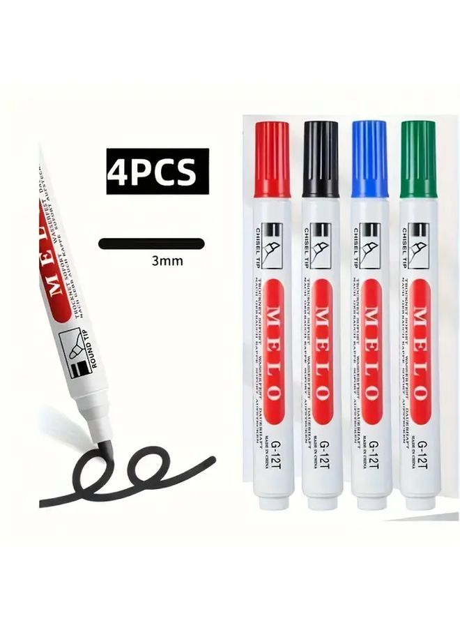4 Colors Heavy Duty Markers Black Red Blue Green Quick Dry Waterproof Ink - Image 1
