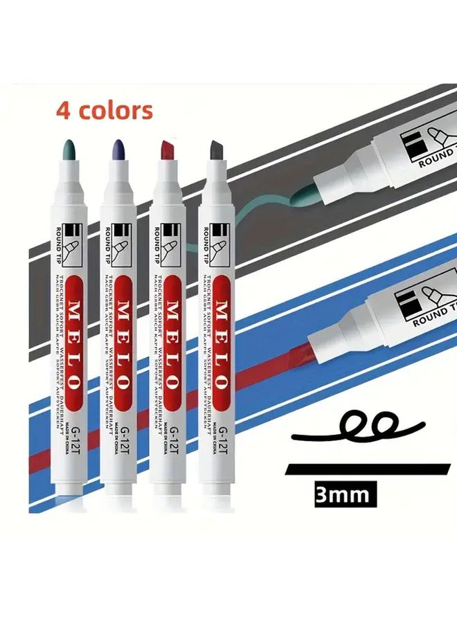 4 Colors Heavy Duty Markers Black Red Blue Green Quick Dry Waterproof Ink - Image 2