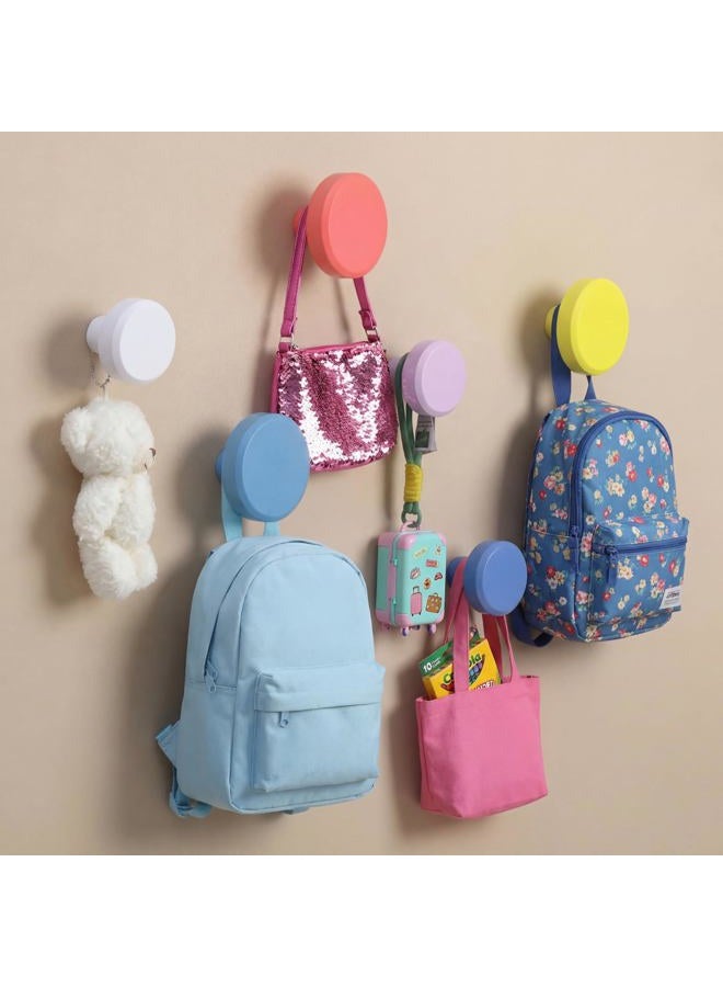 Otoolling 6 Pack Cute Wall Coat Hooks Colorful Wood Adhesive Coat Hanger Nordic Decorative Hooks for Classroom Bedroom Nursery Key Hat Hanging Rack(Pastel,Round) - Image 1