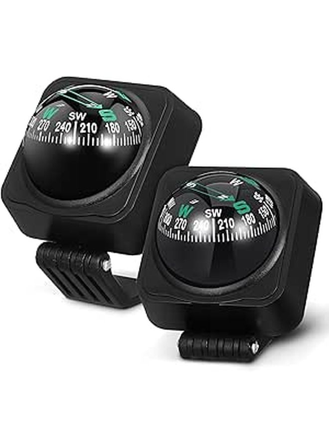 2pcs Adjustable Car Compass For SUV Truck RV Black Interior Navigation Tool - Image 1