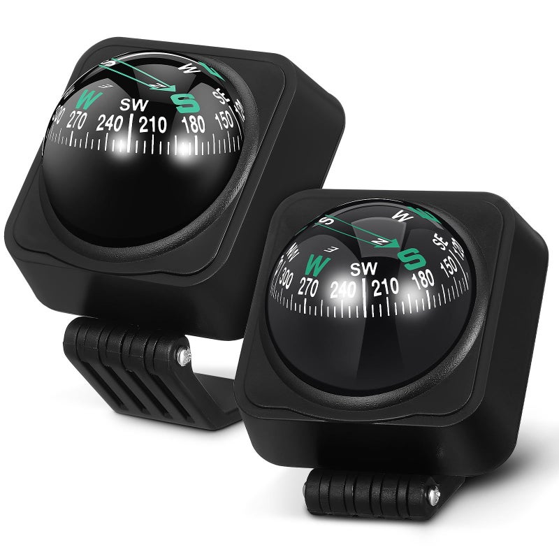 2pcs Adjustable Car Compass For SUV Truck RV Black Interior Navigation Tool - Image 2