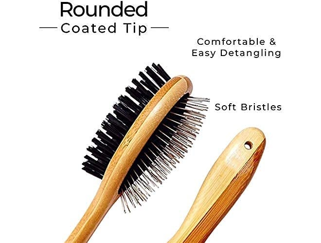 Western Era Eco Friendly Wood Pet Grooming & Deshedding Double Sided Pin & Bristle Brush for Long or Short haired Dogs and Cats (Small) - Image 3