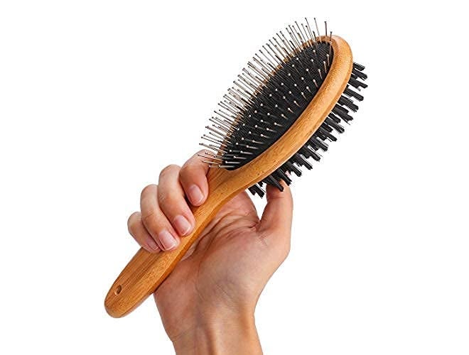 Western Era Eco Friendly Wood Pet Grooming & Deshedding Double Sided Pin & Bristle Brush for Long or Short haired Dogs and Cats (Small) - Image 1