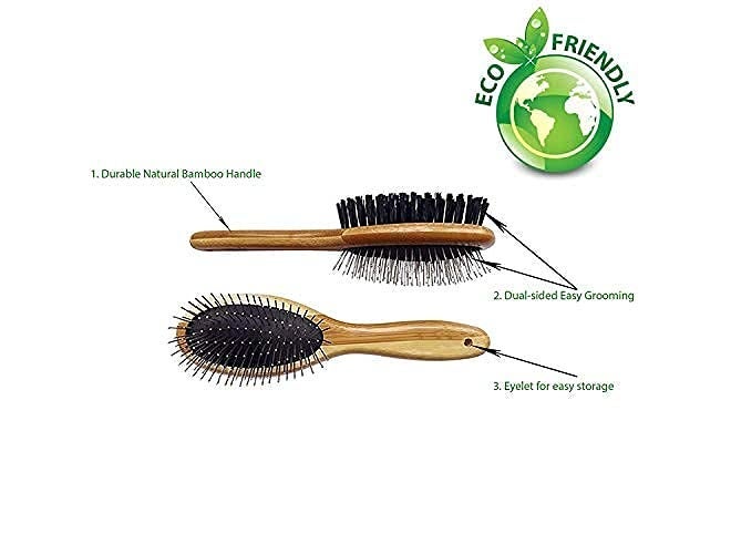 Western Era Eco Friendly Wood Pet Grooming & Deshedding Double Sided Pin & Bristle Brush for Long or Short haired Dogs and Cats (Small) - Image 4