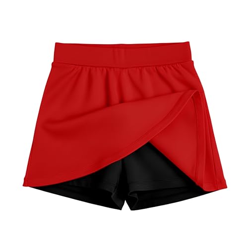 KYDA KIDS® Girls 100% Pure Cotton Skater Skirt with Attached Inner Shorts | Ideal for Summer Sports, Play & Casual Wear | Comfortable Fit for Girls Aged 15–16 Years Red - Image 2