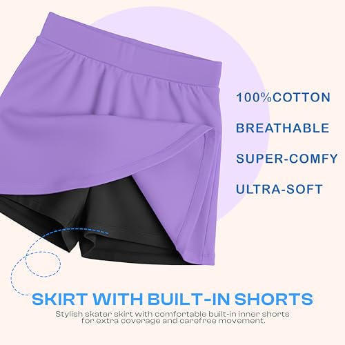KYDA KIDS® Girls 100% Pure Cotton Skater Skirt with Attached Inner Shorts | Ideal for Summer Sports, Play & Casual Wear | Comfortable Fit for Girls Aged 15–16 Years Red - Image 5