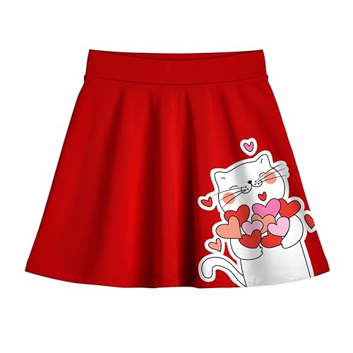 KYDA KIDS® Girls 100% Pure Cotton Skater Skirt with Attached Inner Shorts | Ideal for Summer Sports, Play & Casual Wear | Comfortable Fit for Girls Aged 15–16 Years Red - Image 1