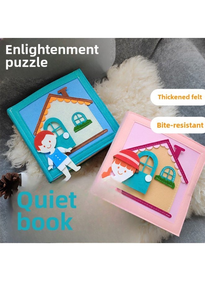 null - Baby Cloth Book Early Education Toy Quiet Tear-Resistant 3D Montessori Cognitive Learning Plush Material Intelligent Development-Color:Pink House-Specifications:20*20cm - Image 1