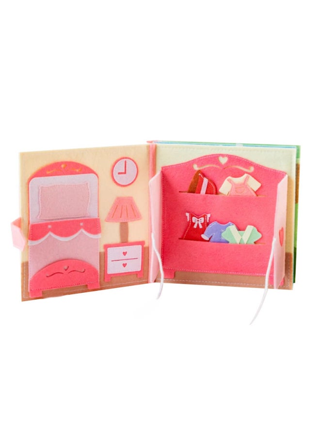 null - Baby Cloth Book Early Education Toy Quiet Tear-Resistant 3D Montessori Cognitive Learning Plush Material Intelligent Development-Color:Pink House-Specifications:20*20cm - Image 1