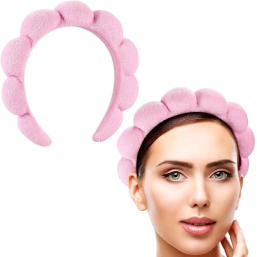 XFyt Makeup Headband for women girls | Stylish Comfortable Spa Facials washing hair band (Pink) - Image 1