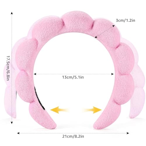 XFyt Makeup Headband for women girls | Stylish Comfortable Spa Facials washing hair band (Pink) - Image 2