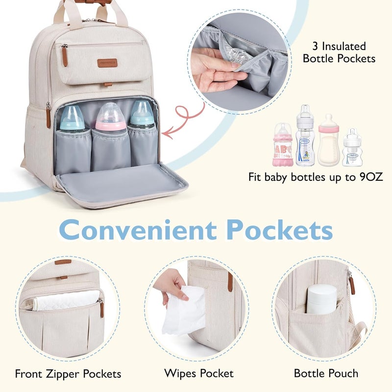 mommore Diaper Bag Backpack, Extra Large Diaper Bag for 2 Kids/Twins with Changing Pad for Travel Outdoors - Image 4