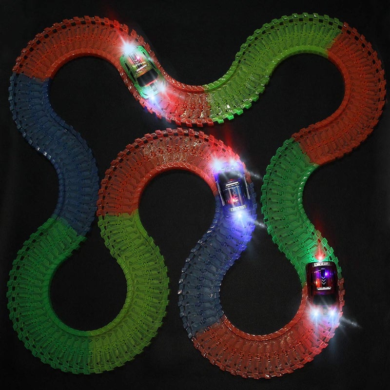 Save Unicorn Tracks Cars Replacement only, Toy Cars for Magic Tracks Glow in The Dark, Racing Car Track Accessories with 5 Flashing LED Lights, Compatible with Most Car Tracks for Kids Boys and Girls(3pack) - Image 2