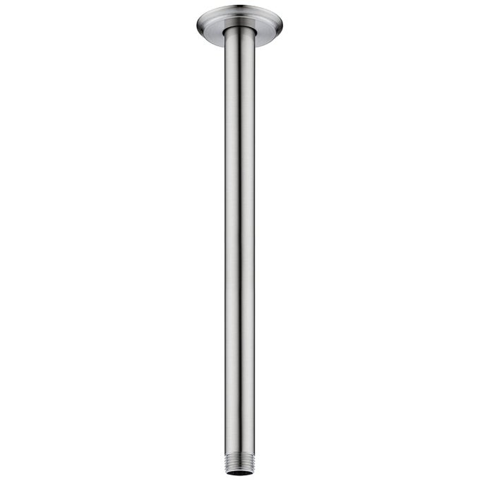 12 INCH SHOWER ARM AND FLANGE BRUSHED NICKEL CEILING MOUNTED SHOWER ARM FOR RAIN SHOWER HEAD