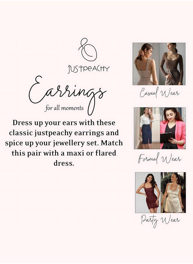 Just Peachy Just Peachy Spherical Stud & Drop Earrings Set ? White Gold-Plated, AD Studded Design, Elegant & Modern Jewelry, Versatile for Any Occasion, Comfortable Fit  - Image 5