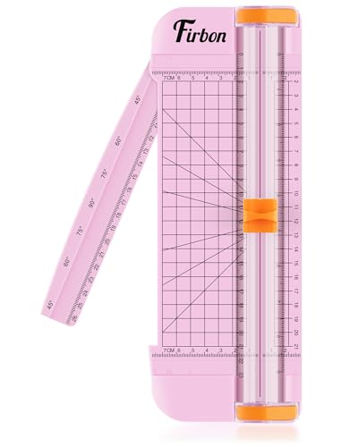 Firbon Pink A5 Paper Cutter, Straight Small Paper Trimmer with Side Ruler for Scrapbooking Craft, Paper, Coupon, Label, Cardstock - Image 1