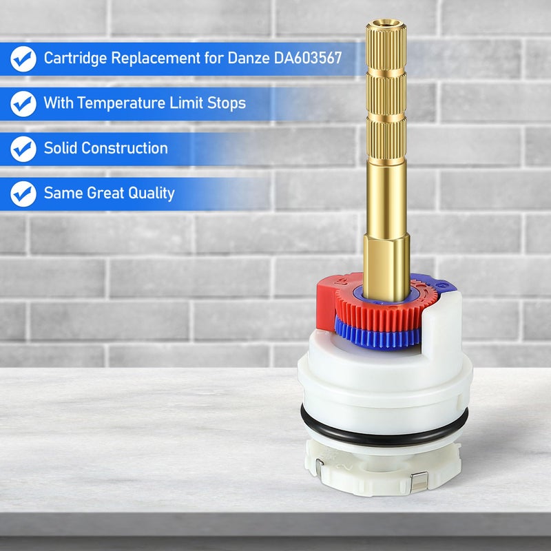 Dreyoo Round Stem Washerless Cartridge Compatible with Danze DA603567, Shower Cartridge Compatible with Glacier Bay and Pegasus Single Handle Tub/Shower Faucets with Temperature Limit Stops - Image 3