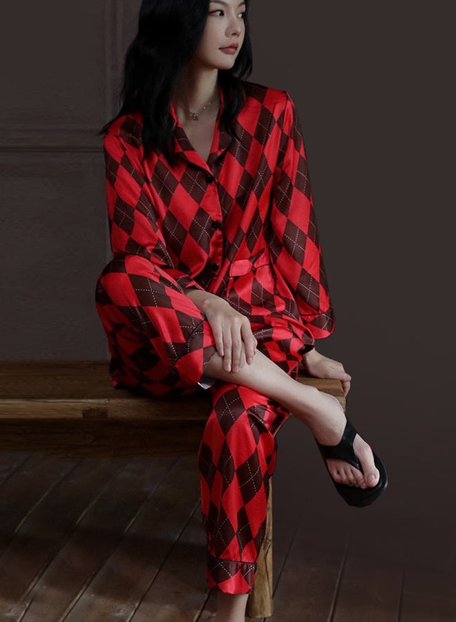 MARGOUN Women's Pajamas Sets Sleepwear Long Sleeve top and Bottom classic Check Red Plaid PJs Sets - Image 4