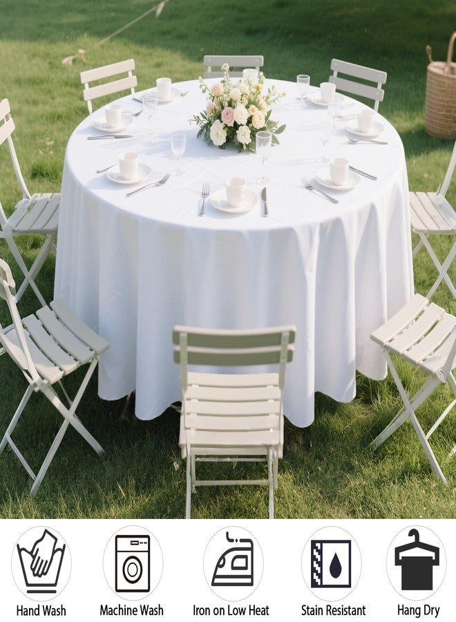 MRJ 70 Inch Round Tablecloths White Washable Fabric Waterproof Wrinkle Free Polyester Table Cover for Dining Table Tea Table Garden - Image 3
