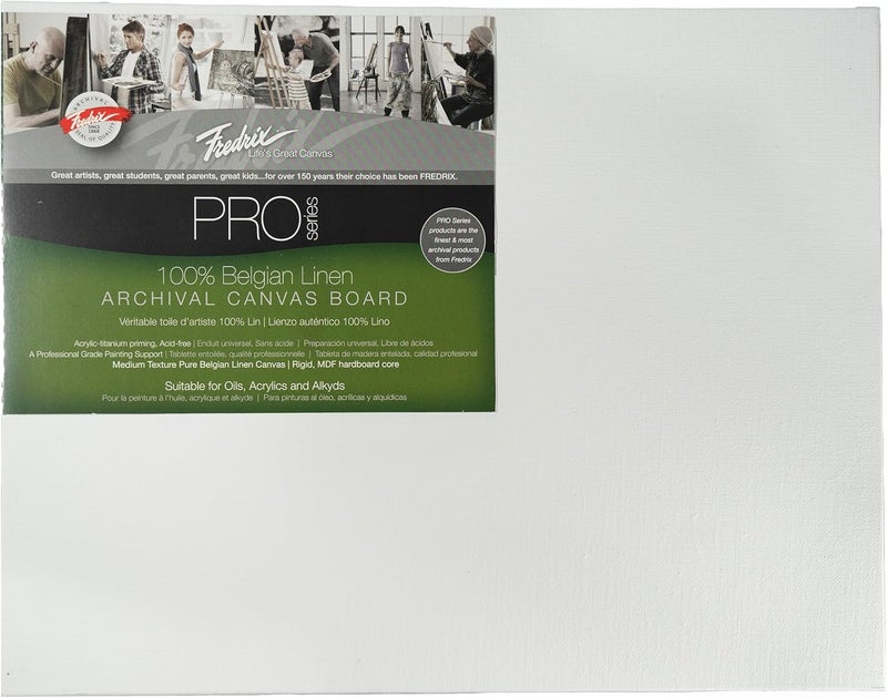 Fredrix Fredrix PRO Series Archival Linen Canvas Board 12 x 16 White  - Image 1