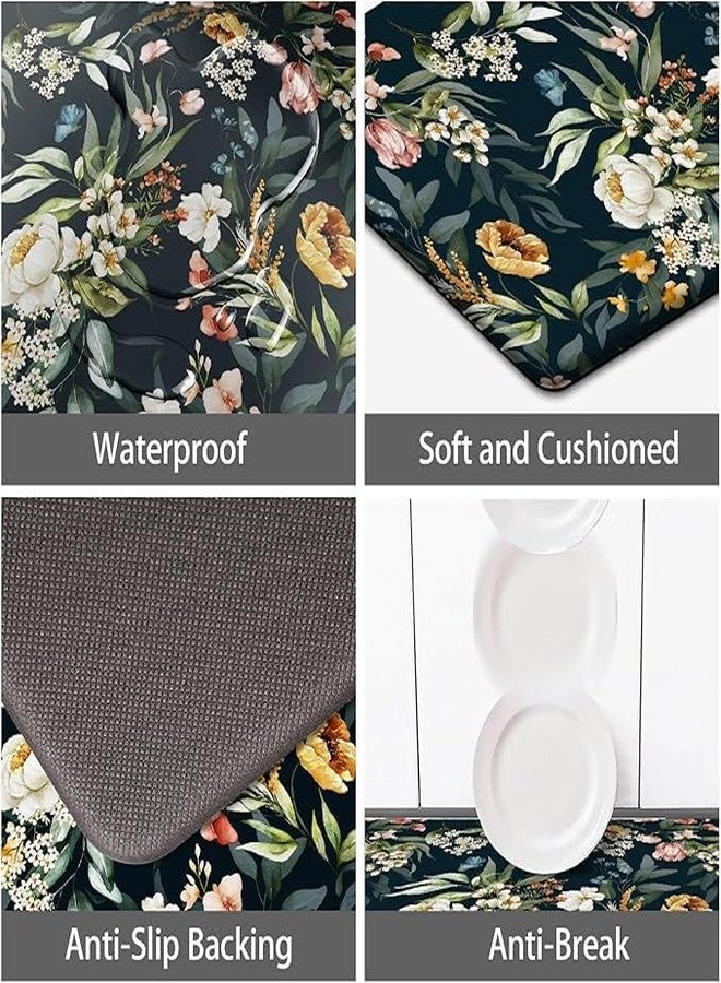 Suicune Boho Floral Kitchen Rugs Sets of 2 Anti Fatigue Cushioned Kitchen Mats for Floor Farmhouse Kitchen Rugs Non Slip Waterproof Comfort Standing Mat for Sink Laundry - Image 2